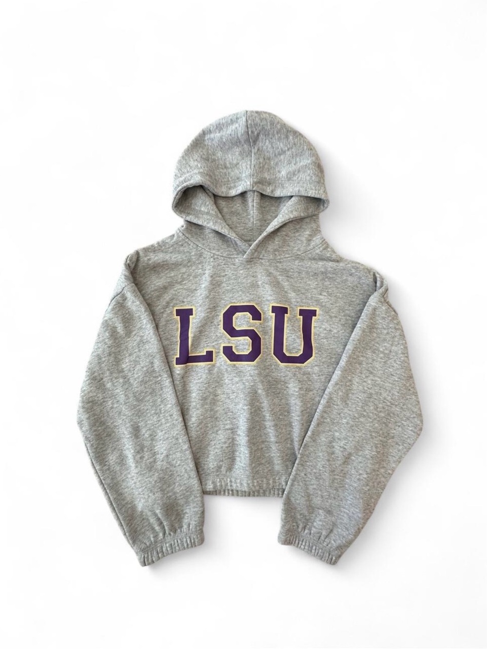 Reflex Heather Gray LSU Cropped Hoodie